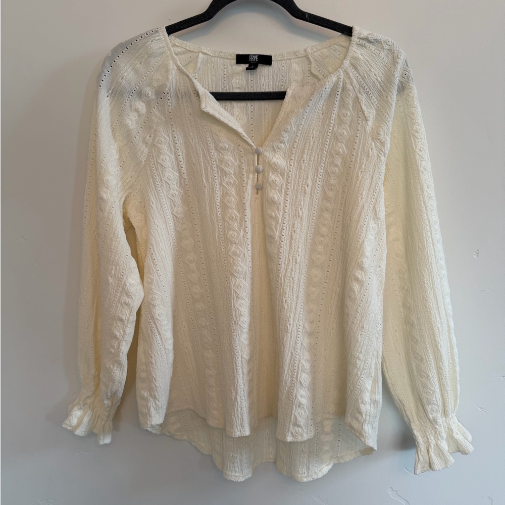 Frye Textured Peasant Blouse Size Small - Picture 3 of 6